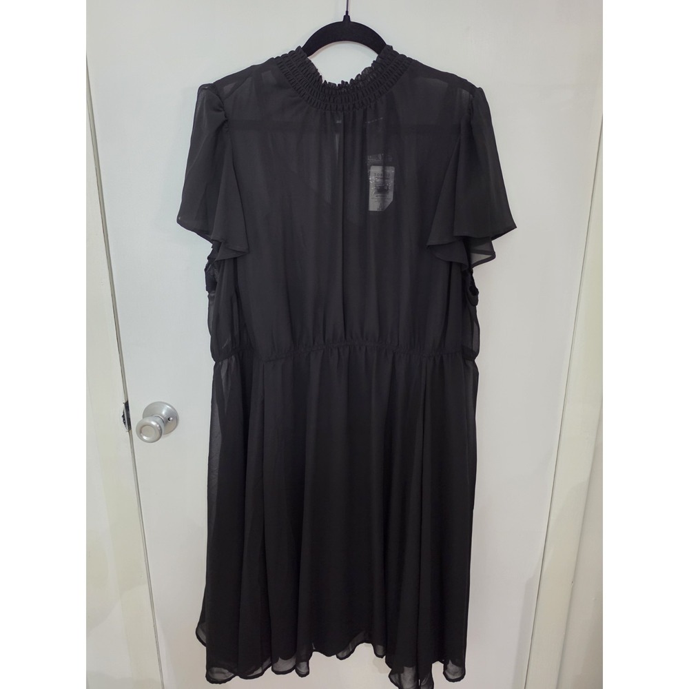 Torrid NWT Size 3 Black Chiffon Smocked Mini Dress With Short Flutter Sleeves